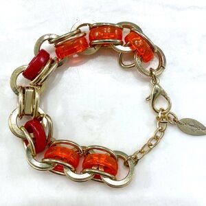 Coldwater Creek Gold-Tone Bracelet with Red and Orange Accents